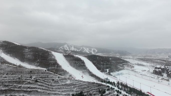 滑雪场 雪道 雪景 航拍