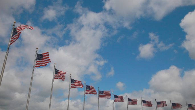 华盛顿特区国外外国旗帜飘扬飞扬星条旗