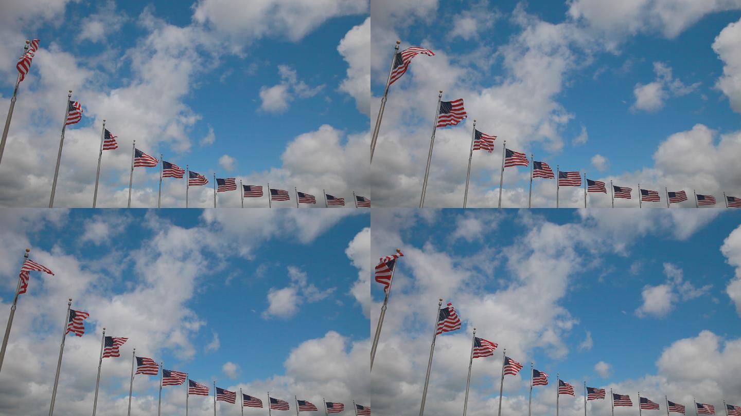 华盛顿特区国外外国旗帜飘扬飞扬星条旗