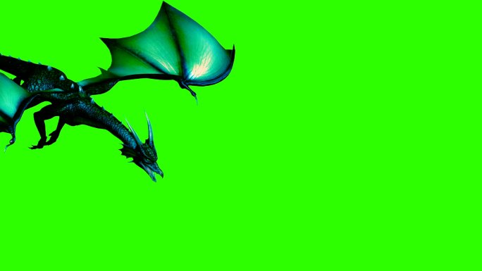 绿色屏幕上的飞龙3d动画