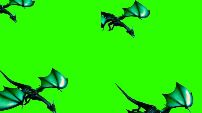 绿色屏幕上的飞龙3d动画