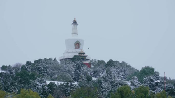 北海白塔雪景