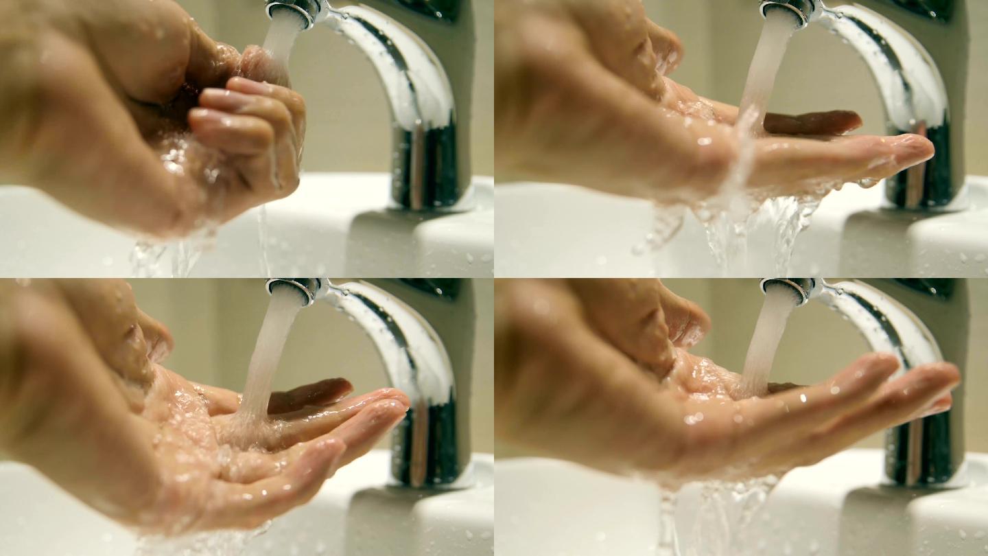 用自来水洗手实拍视频素材
