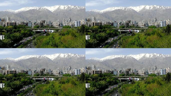 从伊朗德黑兰塔比亚特大桥拍摄的交通