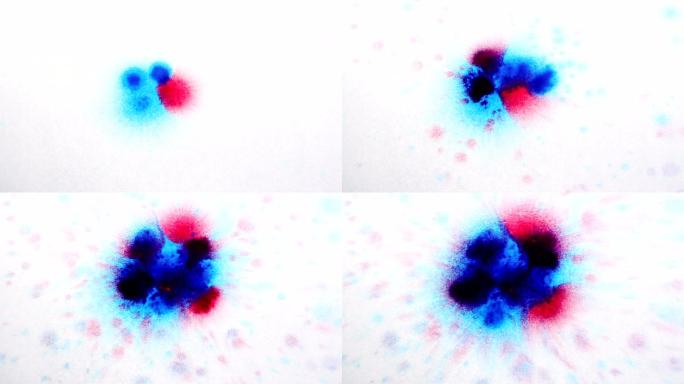 白色背景上的墨滴和飞溅