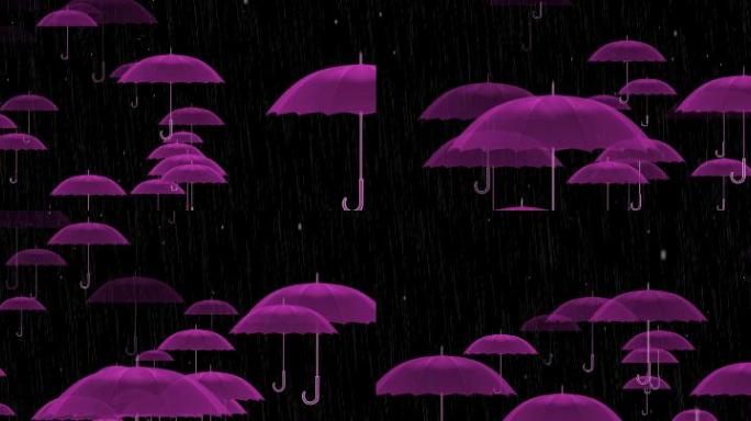 宽屏下雨天雨伞背景循环
