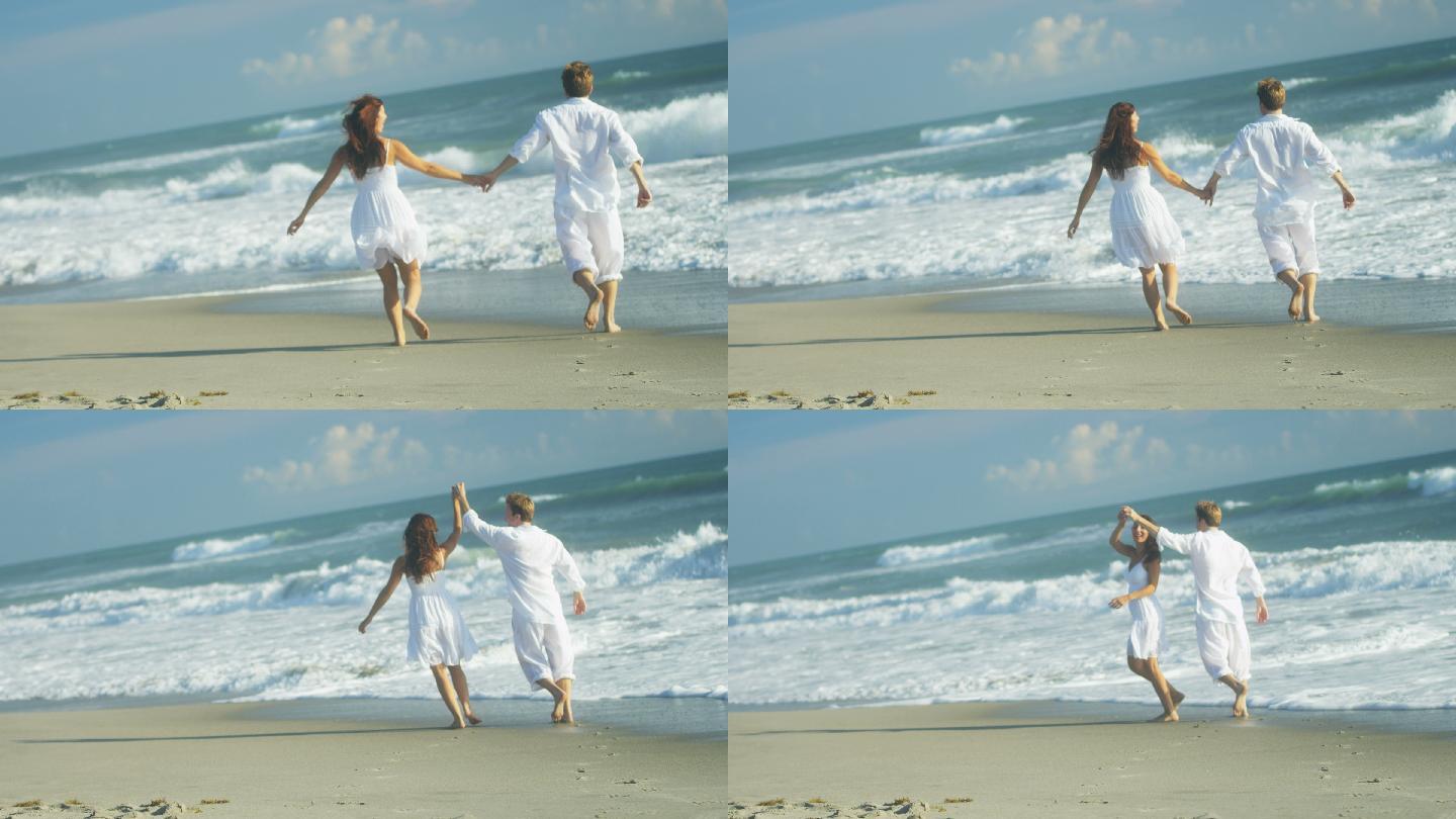 高加索夫妇在浅海跳舞