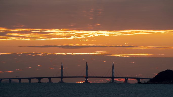 4K港珠澳大桥海豚塔日出延时