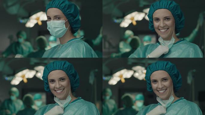 手术室微笑的护士宣传片视频素材
