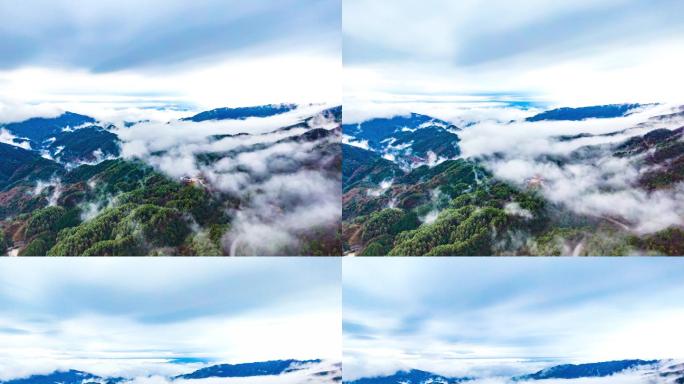 4K 航拍雷公山云雾缭绕延时视频
