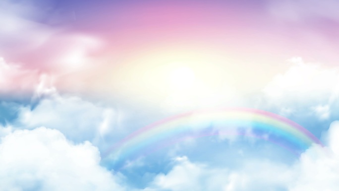 飞行通过移动云景与美丽的彩虹。