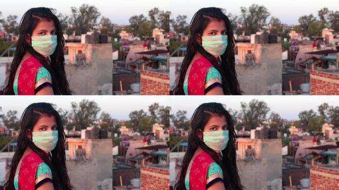 妇女们用防污面具遮住脸以防感染病毒