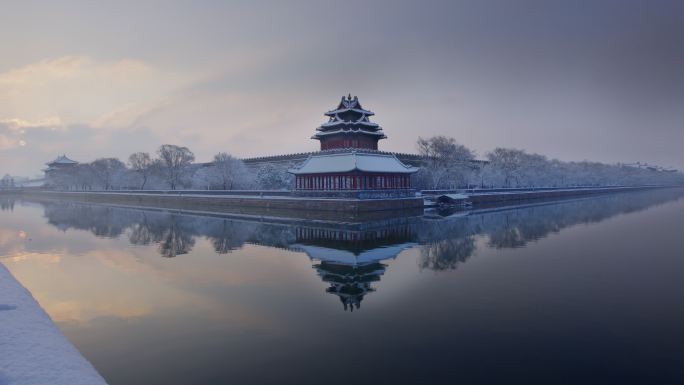 唯美故宫角楼冬雪延时素材