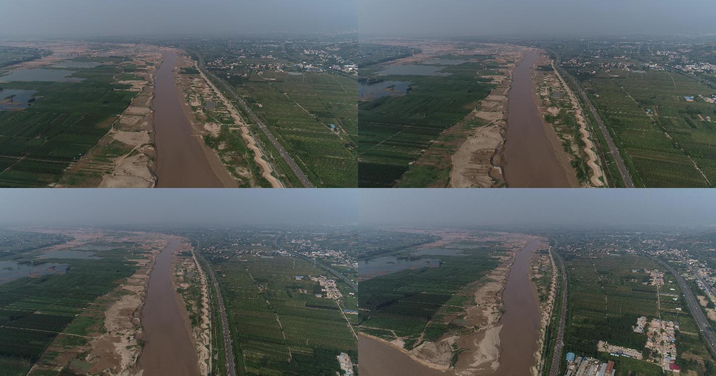 渭南渭河航拍4K黄河渭河干流陕西渭河航拍