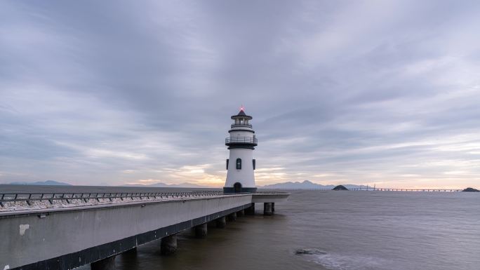 4K珠海爱情邮局灯塔日出延时