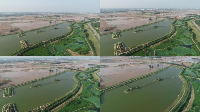 渭南渭河生态公园航拍渭南宣传片素材
