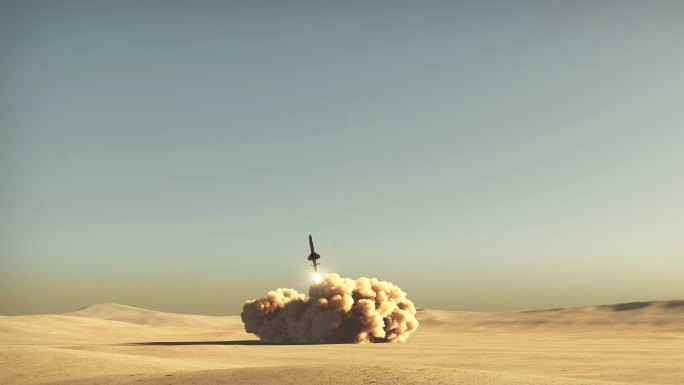 从沙漠发射火箭东风特效素材宣传片打击演习