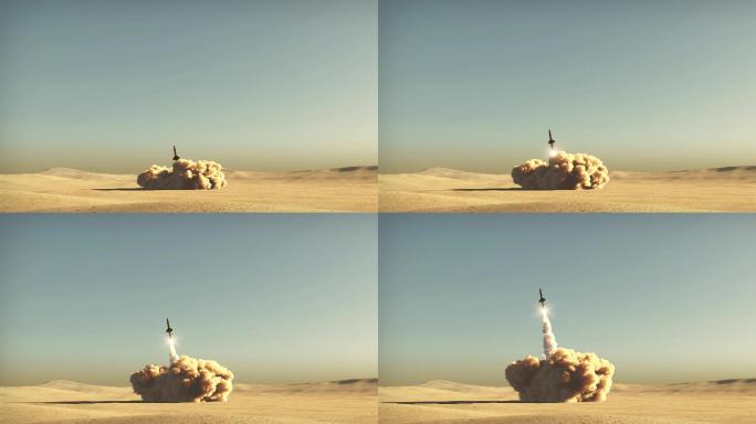 从沙漠发射火箭东风特效素材宣传片打击演习