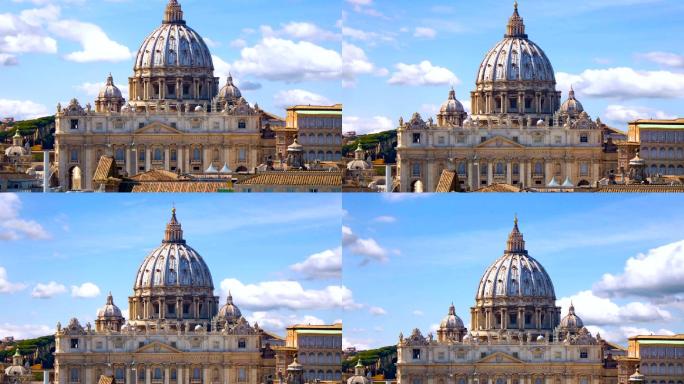圣彼得大教堂城市延时航拍罗马航拍旅游宣传