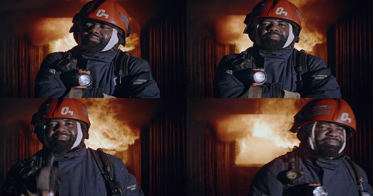 自信的消防员肖像宣传片动态视频素材