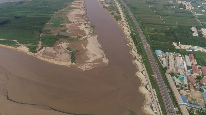 渭南渭河航拍4K黄河渭河干流陕西渭河航拍