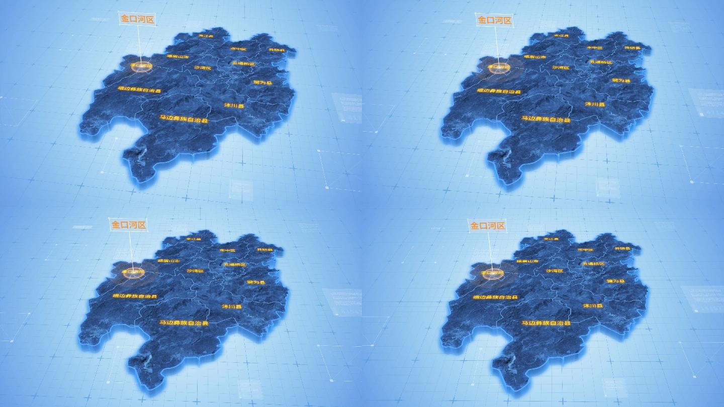 四川乐山金口河区三维科技地图ae模板
