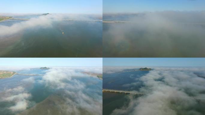 庄河明珠湾平流雾航拍