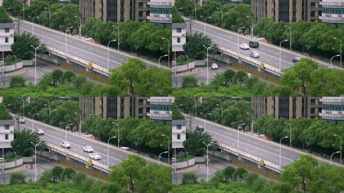 4k高架桥行驶的汽车车流