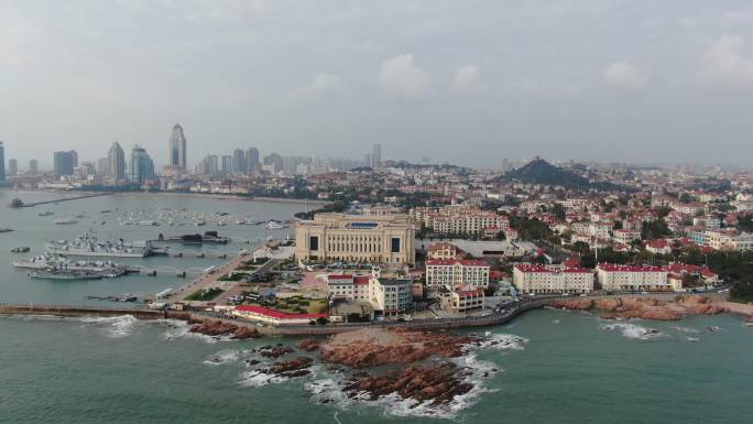 航拍山东青岛中国人民解放军海军博物馆