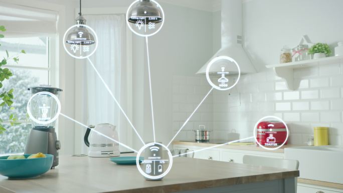 现代厨房充满了物联网的高科技厨房电器