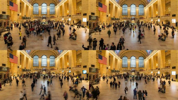 纽约中央火车站纽约火车站候车客流延时中央