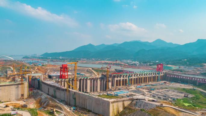 广西桂平大藤峡水电站工程航拍延时