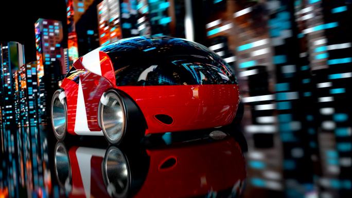 赛车-3D动画赛伯朋克风未来汽车未来城市