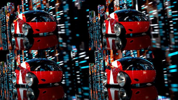 赛车-3D动画赛伯朋克风未来汽车未来城市