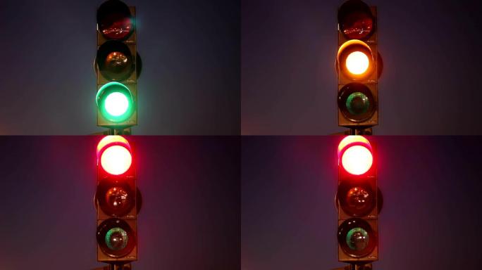交通信号灯绿黄红红绿灯视频空镜头通用素材