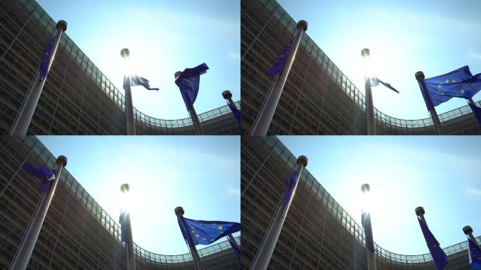 布鲁塞尔悬挂欧洲国旗
