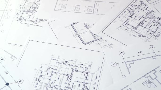 工程房屋图纸视频素材施工建筑设计框架结构