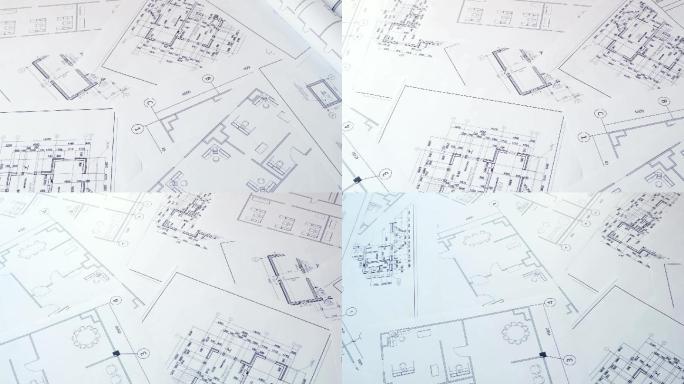 工程房屋图纸视频素材施工建筑设计框架结构