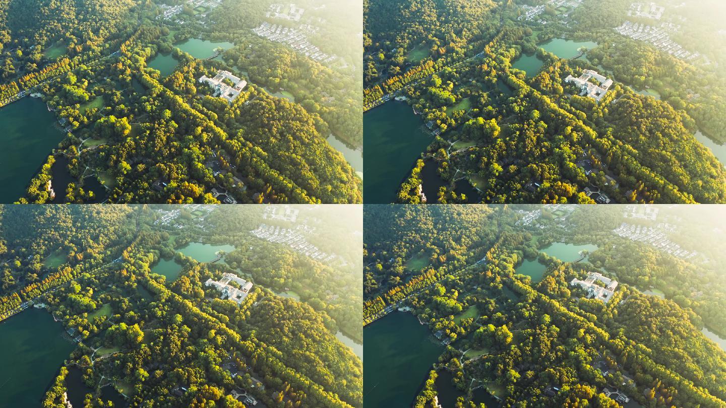 秋天的杭州西湖杨公堤4K航拍