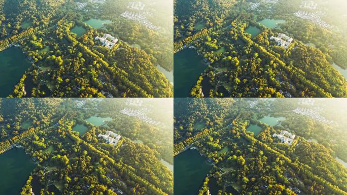 秋天的杭州西湖杨公堤4K航拍