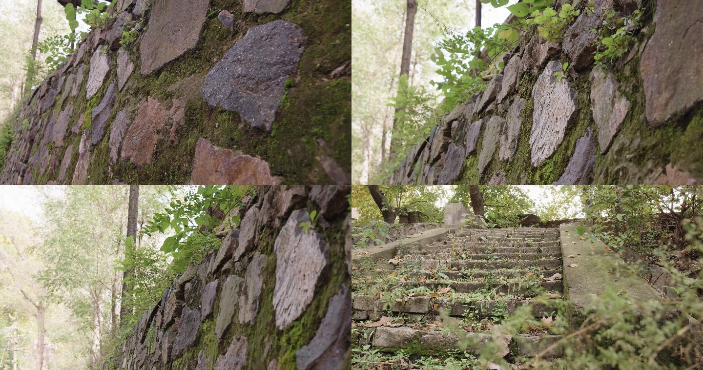 【原创4K】苔藓 石头墙 石头 台阶楼梯