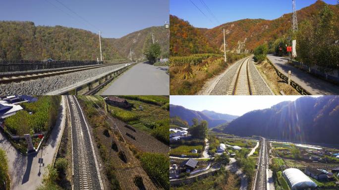 白山黄家崴子村大山里的村庄铁路