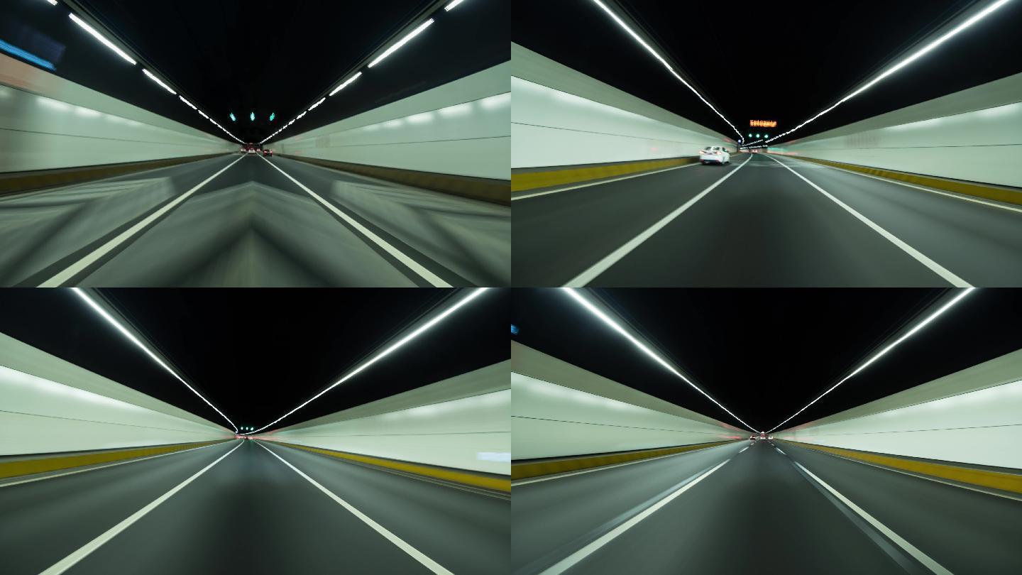 夜景汽车道路隧道穿梭