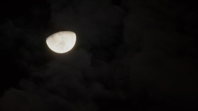 6K夜晚云层飘过月亮