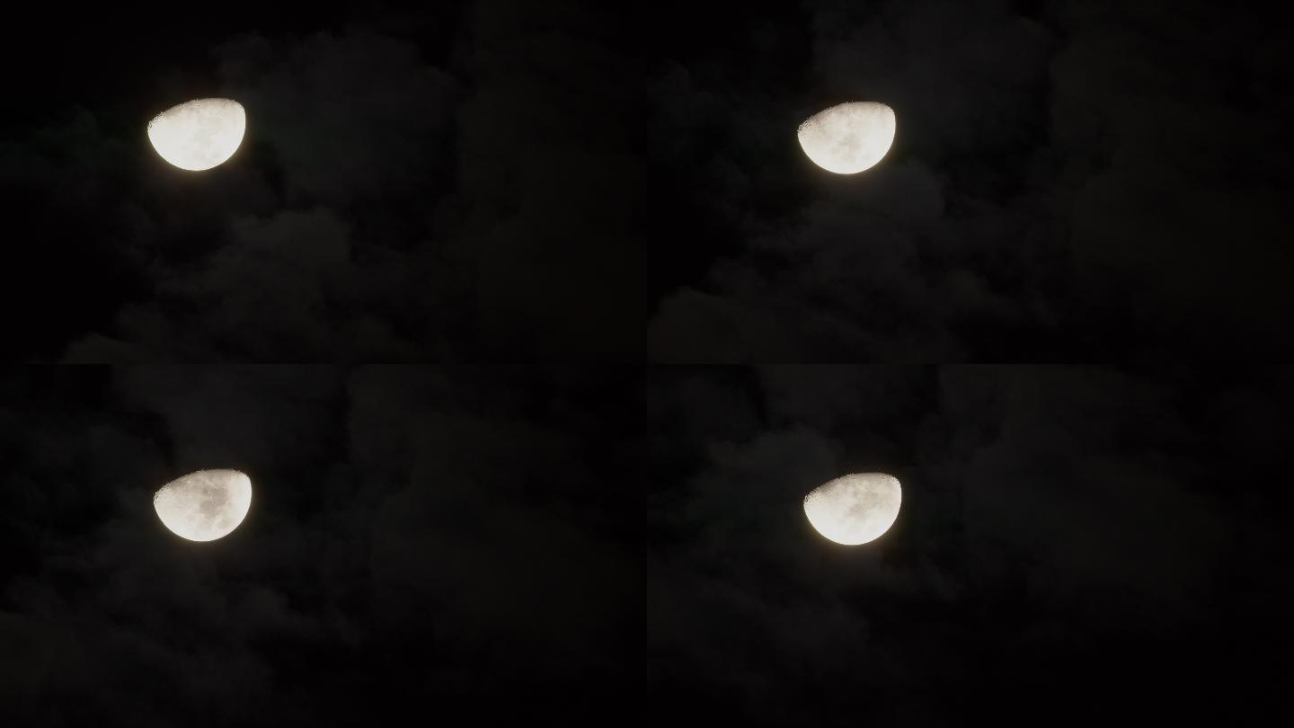 6K夜晚云层飘过月亮
