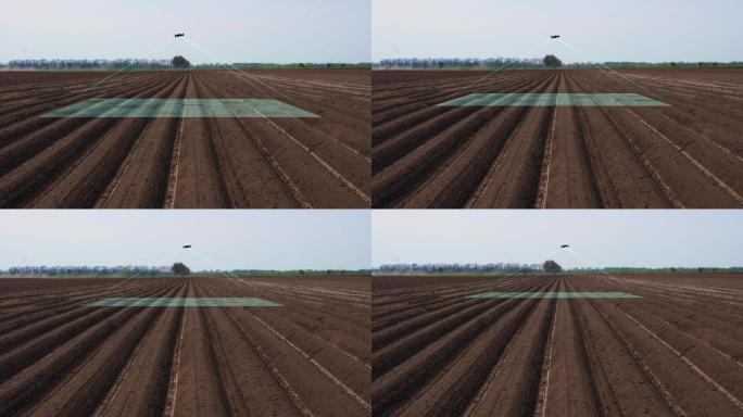 无人机扫描新开垦的农田