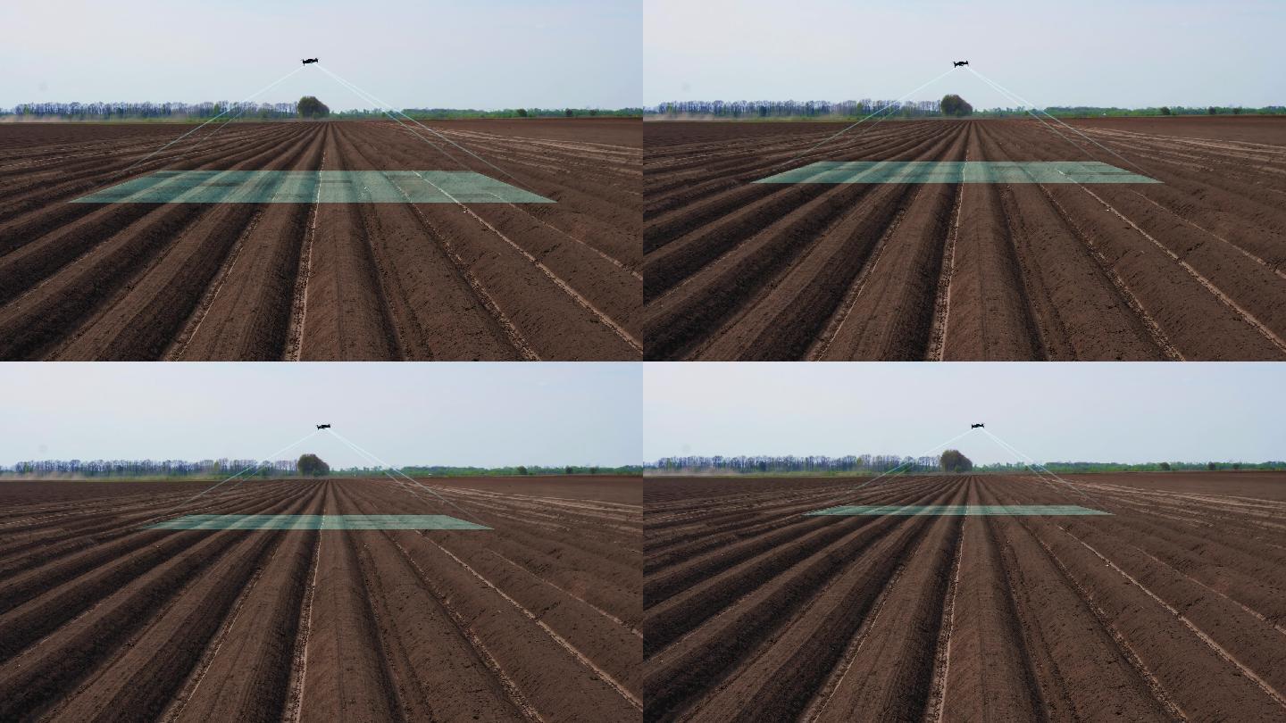 无人机扫描新开垦的农田