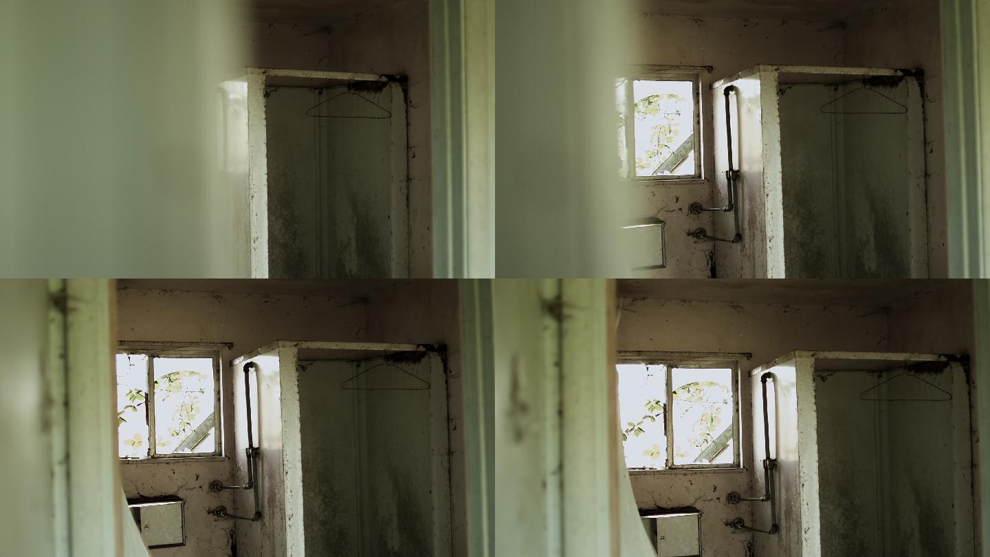 废弃建筑浴室慢镜头