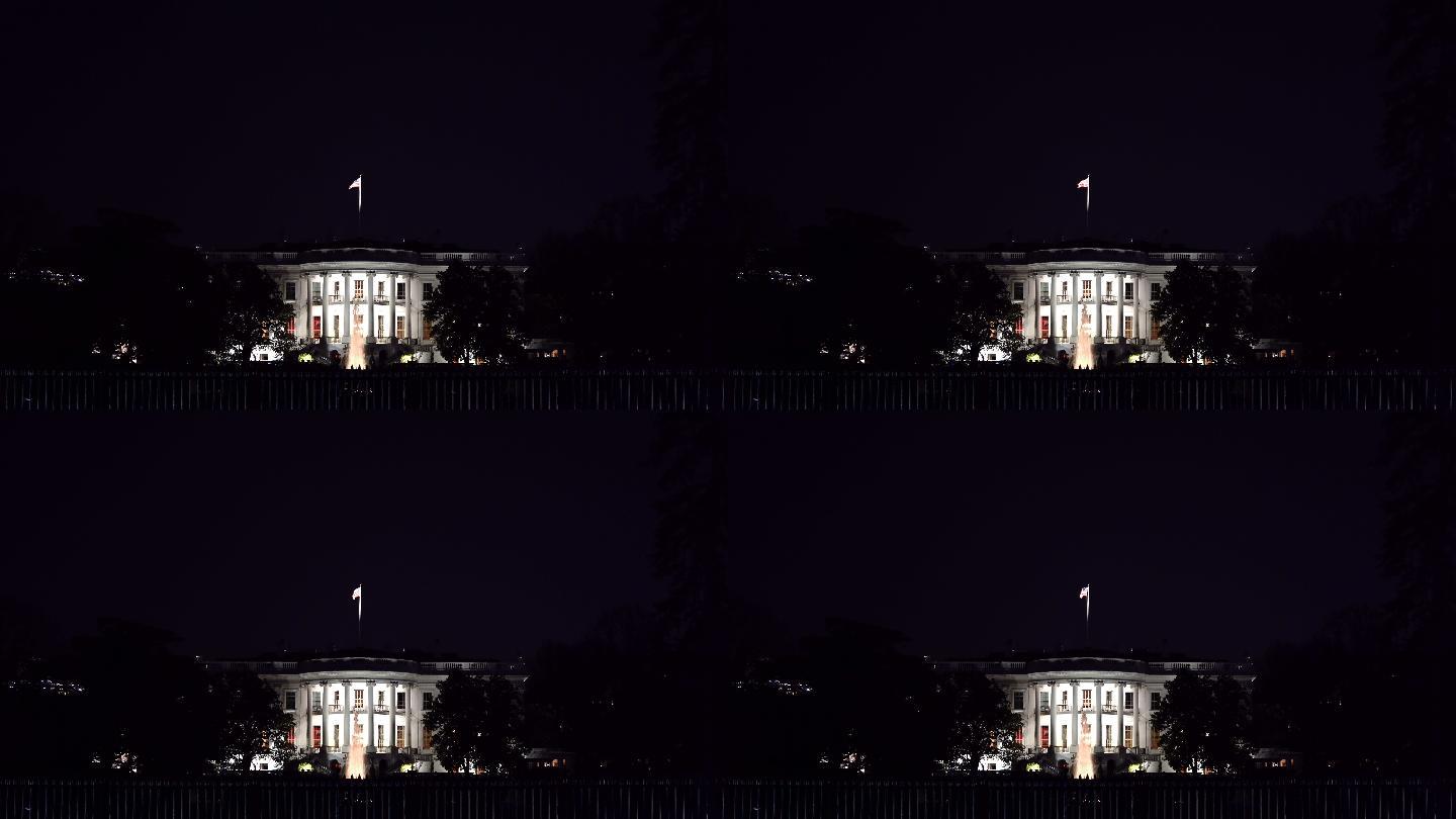 夜晚的华盛顿特区白宫