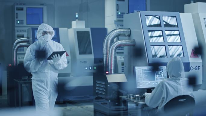 研究工厂洁净室科技感电子产品设施高端芯片